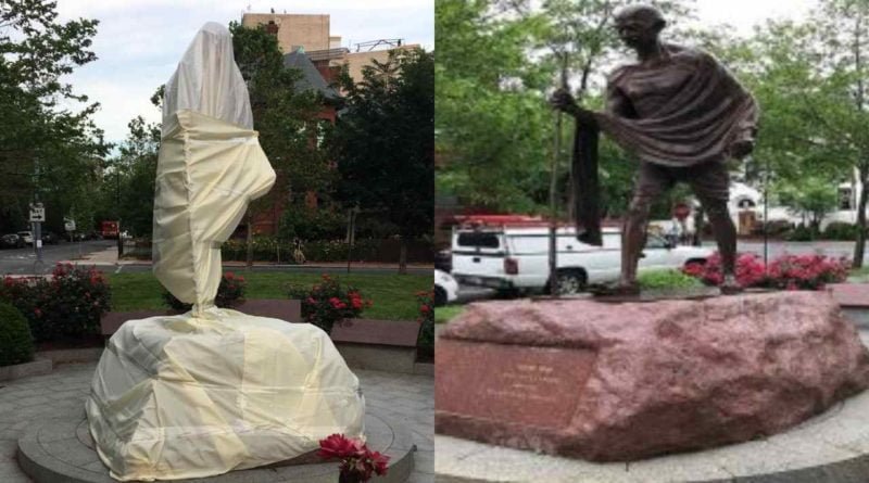 Mahatma Gandhi's statue outside