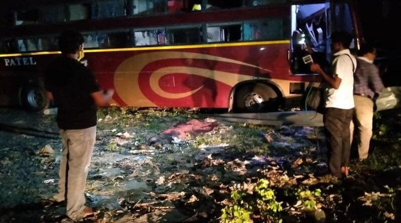 The bus carrying migrant laborers