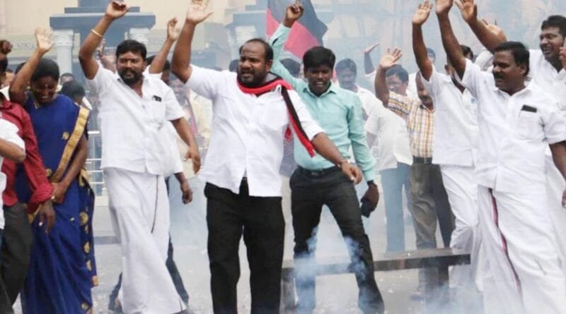 DMK workers started celebrating