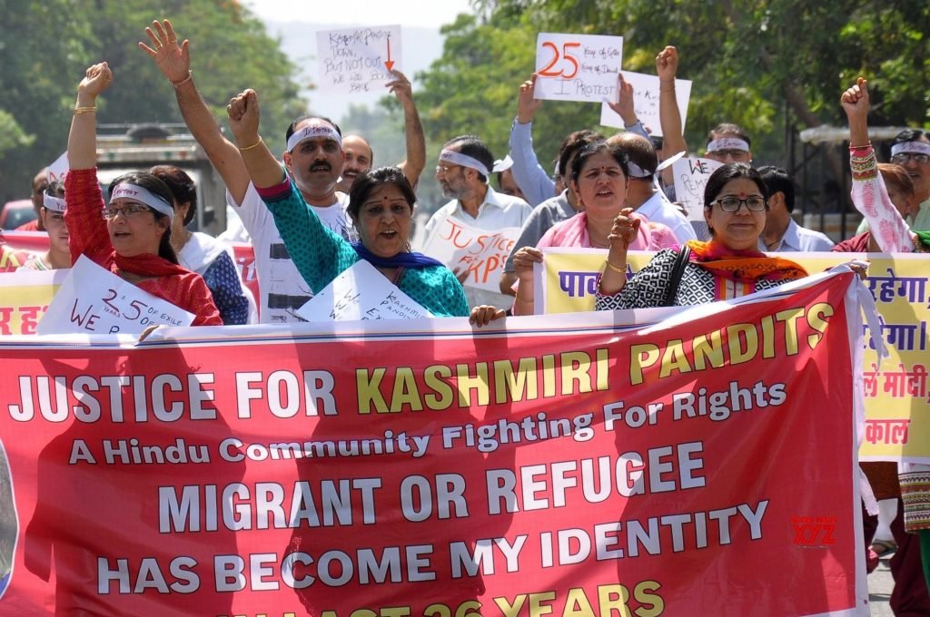 Displaced Kashmiri Pandits demonstrated