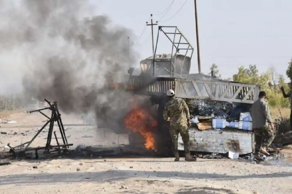 Missiles and drones were used