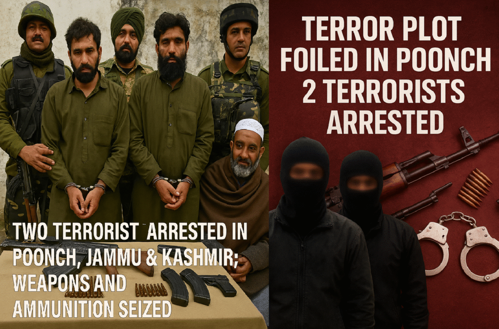 Two Terrorists Arrested in Poonch, Jammu & Kashmir; Weapons and Ammunition Seized