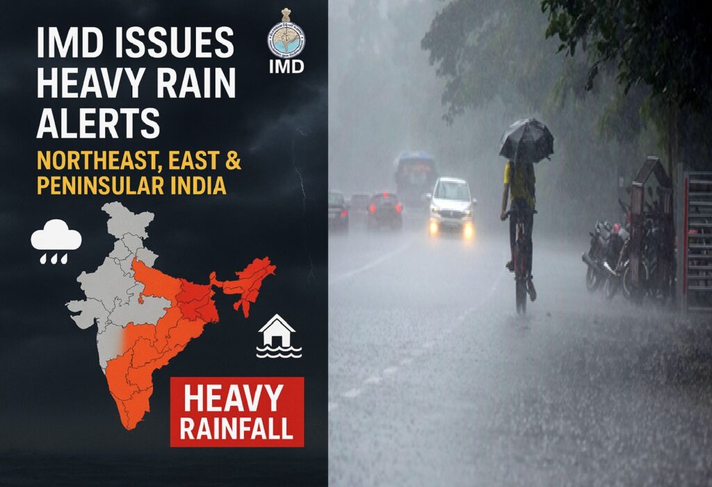 IMD Issues Heavy Rain Alerts: Northeast, East & Peninsular India on High Alert