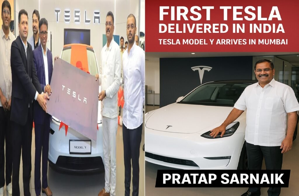 First Tesla Model Y Delivered in Mumbai: Maharashtra Transport Minister Pratap Sarnaik Becomes the First Owner in India
