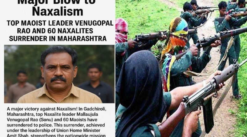 Major Blow to Naxalism: Top Maoist Leader Venugopal Rao and 60 Naxalites Surrender in Maharashtra