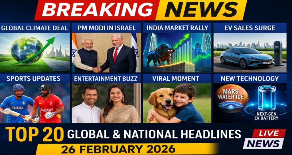 Global News Today - February 26, 2026: Modi's Visit to Israel, India Markets, and the Climate Deal Buzz about Rally, Sports, and Entertainment