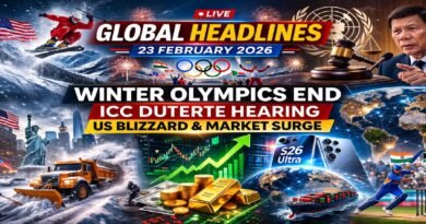 Global Headlines Today (23 February 2026): Winter Olympics Close, ICC Duterte Hearing Begins, Blizzard Slams US, Markets React