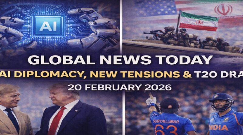 Global News Today: AI Diplomacy, Middle East Tensions, T20 World Cup Drama & Economic Shifts — 20 February 2026