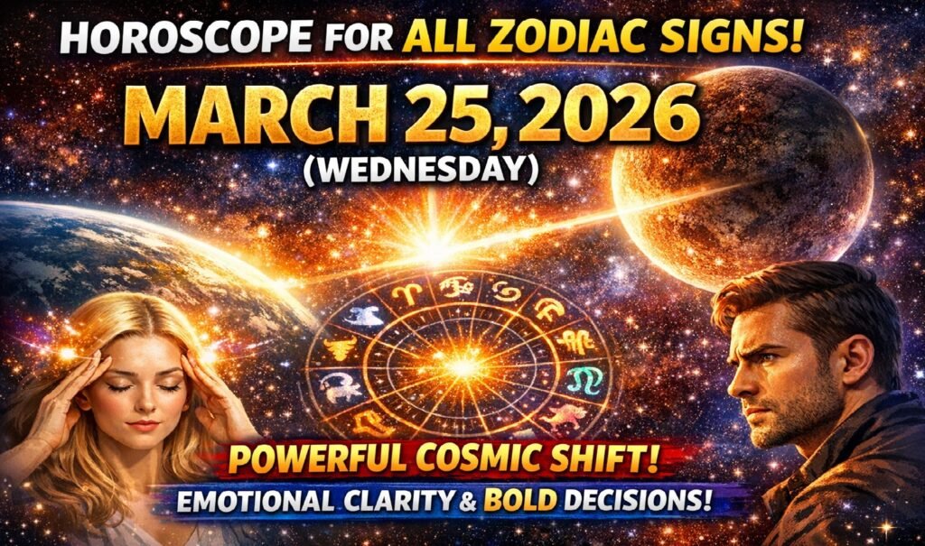 All Zodiac Signs Horoscope – March 25, 2026 (Wednesday): Powerful Cosmic Shift Brings Emotional Clarity & Bold Decisions