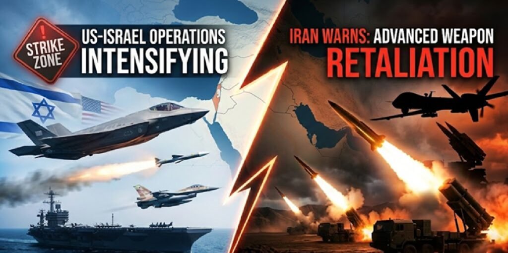 Middle East on Edge: US–Israel Military Operations Intensify Against Iran as Tehran Warns of Advanced Weapon Retaliation