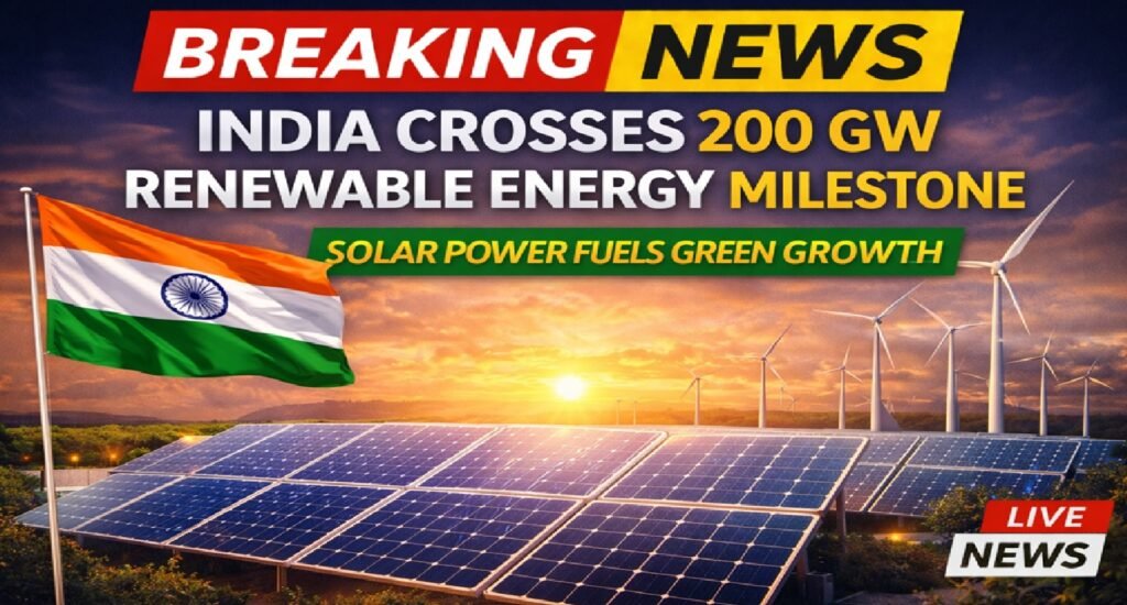 India Crosses 200 GW Renewable Energy Capacity Milestone, Solar Power Drives Green Surge