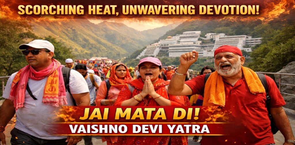 Scorching Heat Fails to Deter Vaishno Devi Pilgrims; ‘Jai Mata Di’ Echoes Across Katra