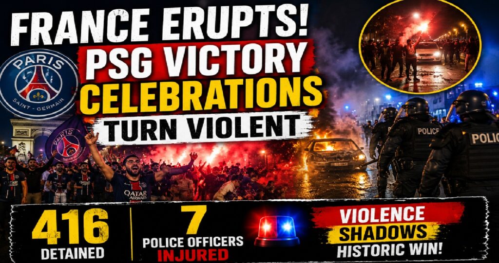 PSG Champions League Celebrations Turn Violent Across France; 416 Arrested, 7 Police Officers Injured