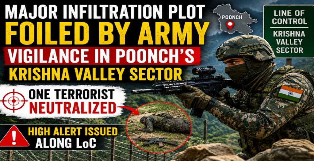 Major Infiltration Bid Foiled in Poonch’s Krishna Valley Sector: Army Neutralizes Terrorist, Tightens LoC Vigil