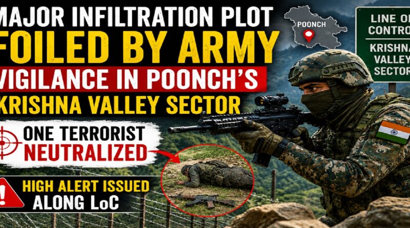 Major Infiltration Bid Foiled in Poonch’s Krishna Valley Sector: Army Neutralizes Terrorist, Tightens LoC Vigil