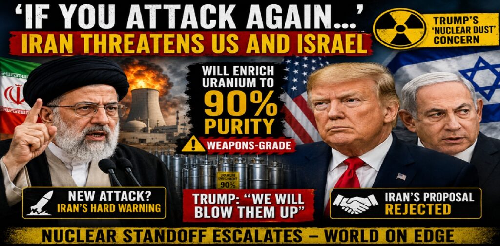 "If You Attack Once More...Iran issues a warning to the United States and Israel as Trump expresses concern over" nuclear dust.