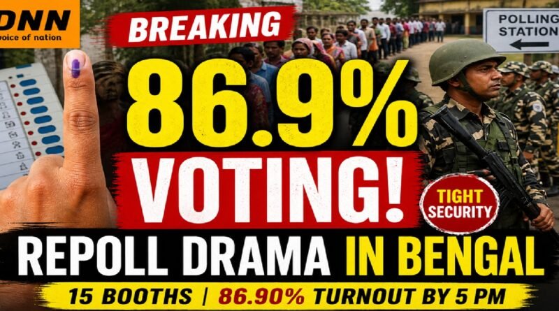 Bengal Repolling Sees 86.90% Turnout Amid Heightened Security at 15 Booths