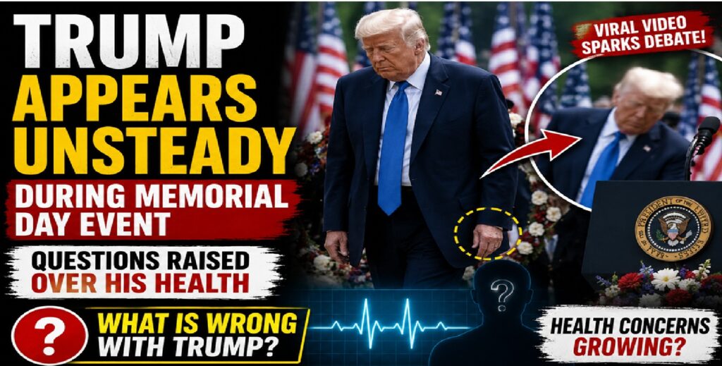 Trump Appears Unsteady During Memorial Day Event, Fresh Health Questions Surface