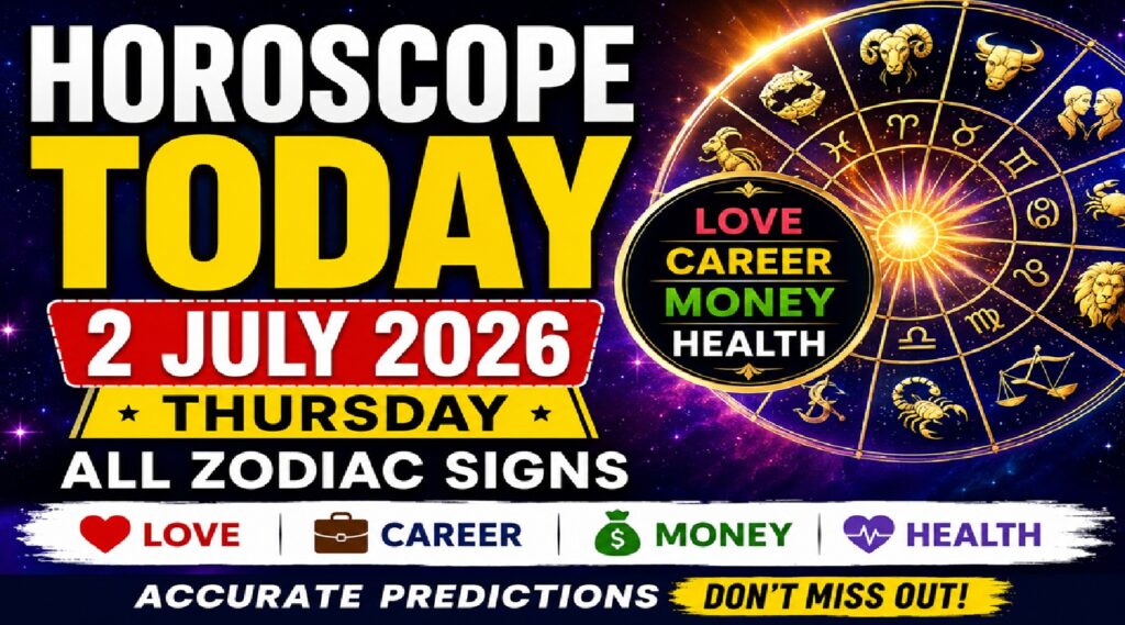 Horoscope Today: July 2, 2026 (Thursday) – Daily Horoscope for All 12 Zodiac Signs | Love, Career, Money & Health Predictions