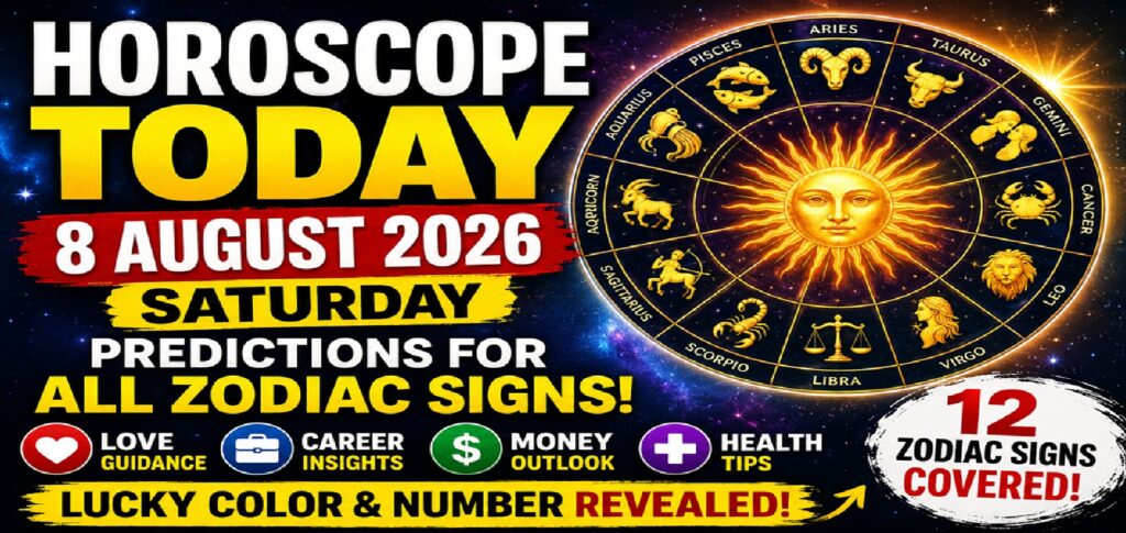 Horoscope Today: August 8, 2026 – Complete Zodiac Predictions for All 12 Signs | Love, Career, Money & Health