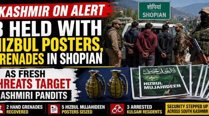 Major Security Breakthrough in Kashmir: 3 Held With Hizbul Posters, Grenades Amid Fresh Threats to Kashmiri Pandits