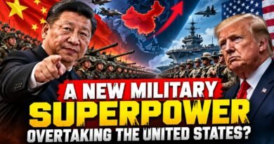 US vs China military power in 2026: AI-generated illustration featuring Donald Trump, Xi Jinping, fighter jets, warships and troops, highlighting the growing military rivalry between the United States and China.